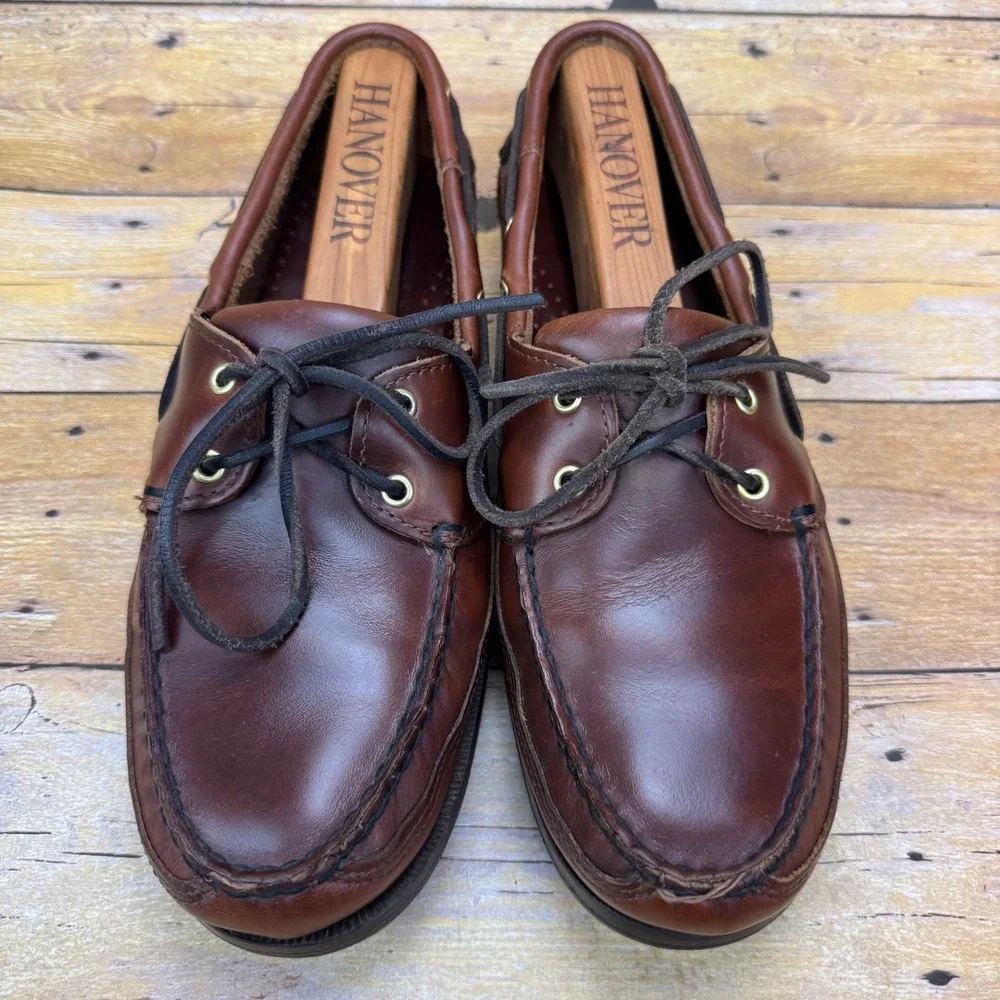 Sebago Docksides Boat Shoes Mens 8 Wide‎ Brown Leather Casual Loafers